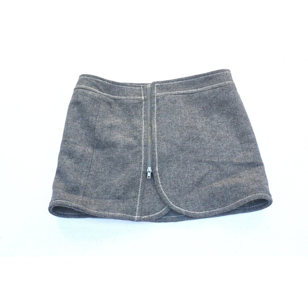 Purnell Womens 8/29 Wool Blend Charcoal Wrap Skirt Exposed Zip Zigzag Topstitch